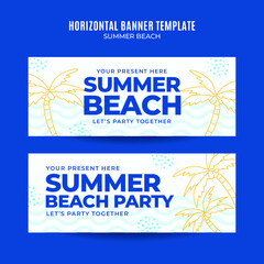 Fototapeta premium Summer Day - Beach Party Web Banner for Social Media Horizontal Poster, banner, space area and background