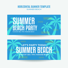 Summer Day - Beach Party Web Banner for Social Media Horizontal Poster, banner, space area and background