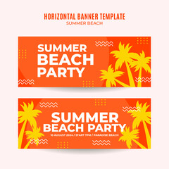 Summer Day - Beach Party Web Banner for Social Media Horizontal Poster, banner, space area and background
