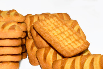Biscuit, Indian cookies, biscuit isolated on white background