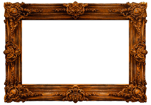 Decorative frame for paintings or photos. Handcrafted illustration with classic antique framework.