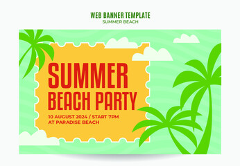 Fototapeta premium Summer Day - Beach Party Web Banner for Social Media Poster, banner, space area and background