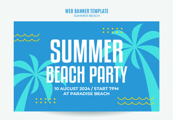 Summer Day - Beach Party Web Banner for Social Media Poster, banner, space area and background
