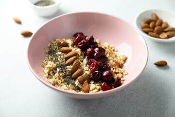 Traditional healthy granola bowl for breakfast