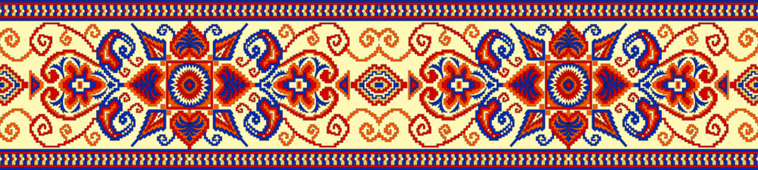 colorful geomatrical boder traditional ethnic digital boder