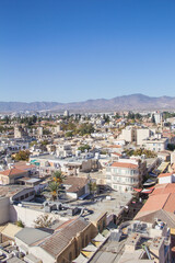 Beautiful view of the Turkish part of the city and the flag in Nicosia, Cyprus