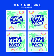 Summer Day - Beach Party Web Banner for Social Media Square Poster, banner, space area and background