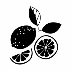Graphic stylization of a lemon. Set of silhouettes of lemon parts. A sour juicy tropical fruit. A food additive to many dishes that improves their taste. Flat illustration in cartoon style.