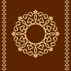 Decorative frame Elegant vector element for design in Eastern style, place for text. Floral golden and brown border. Lace illustration for invitations and greeting cards