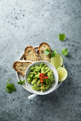 Homemade avocado dip with chili pepper