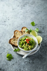 Homemade avocado dip with chili pepper