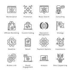 Digital Marketing Outline Icons - Stroked, Vectors
