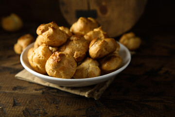 Traditional homemade profiteroles