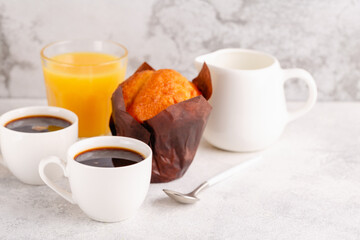 hot coffee and muffin