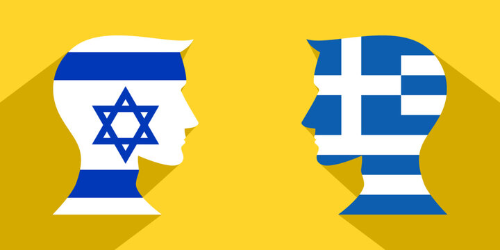 face to face concept. israel vs greece. vector illustration