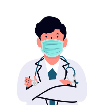 doctor wearing mask with stethoscope clip art preview