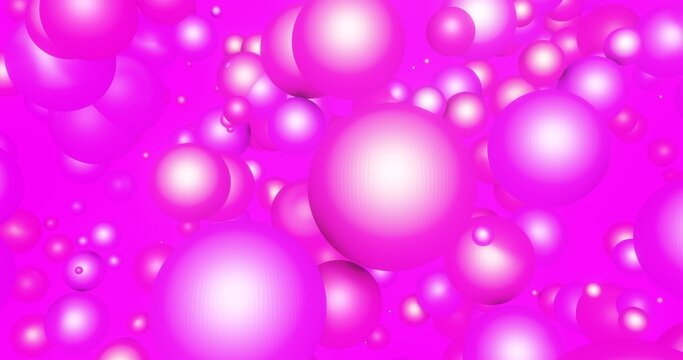 Abstract background purple bubbles flying in space 3d render