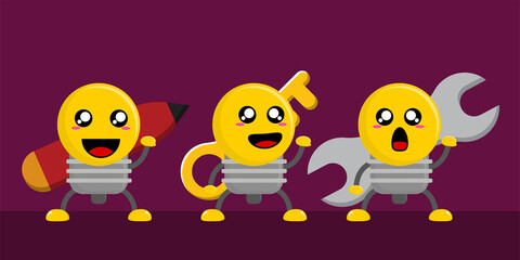 A collection of cute Lamp mascot design illustrations