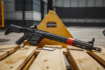 Modern automatic rifle. Weapons for police, special forces and the army. Automatic carbine. Assault...