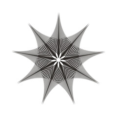 graphic guilloche stars nine spikes black and white