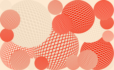 abstract textured spheres floating red ivory