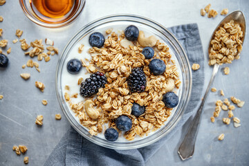 Homemade granola muesli in bowl