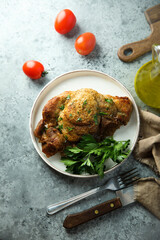 Roasted pork with fresh parsley