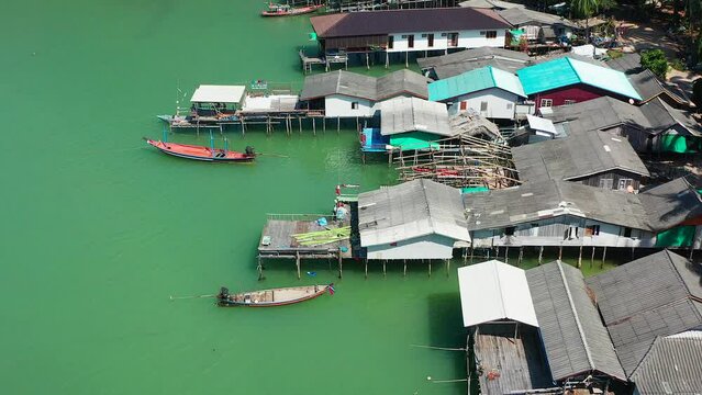 Aerial view of Ao Kram or Baan Ao Khram fisherman village in Chumphon, Thailand