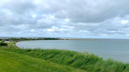 View of the Limfjord and the Gjellerodde headland from Underbjerg near Lemvig, landscape, Denmark