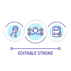 User roles and permissions loop concept icon. Managing access to folder and file abstract idea thin line illustration. Security system. Isolated outline drawing. Editable stroke. Arial font used