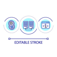 Two domains in trust relationship loop concept icon. Exchanging information abstract idea thin line illustration. Managing resources. Isolated outline drawing. Editable stroke. Arial font used