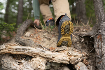 hiking boots in forest