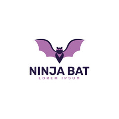 Obraz premium ninja bat logo template
