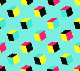 3d geometric flying cubes seamless tile pop shades