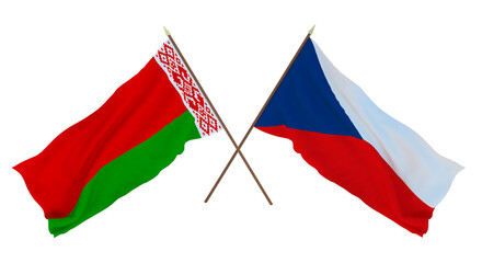 Background for designers, illustrators. National Independence Day. Flags Belarus and Czech Republic