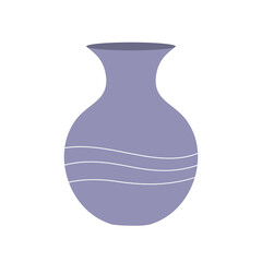 Decorative blue vase for home flowers. Object of a room interior. Ancient style and design. Flat vector illustration isolated on white background