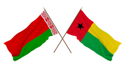 Background for designers, illustrators. National Independence Day. Flags Belarus and Guinea-Bissau