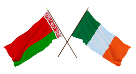 Background for designers, illustrators. National Independence Day. Flags Belarus and Ireland