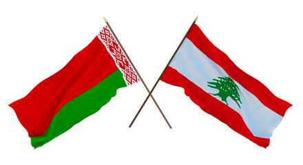 Background for designers, illustrators. National Independence Day. Flags Belarus and Lebanon