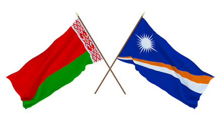 Background for designers, illustrators. National Independence Day. Flags Belarus and Marshall islands