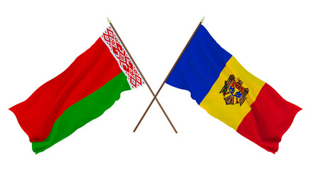Background for designers, illustrators. National Independence Day. Flags Belarus and Moldova