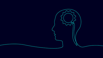 One line coaching session problem solution concept. Creative idea mindset line art psychologist therapy. Education online training leader strategy business vector illustration