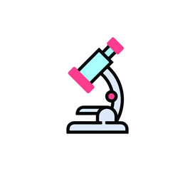 Microscope flat line icon. Vector illustration, Microscope doodle vector icon. Drawing sketch illustration hand drawn line.