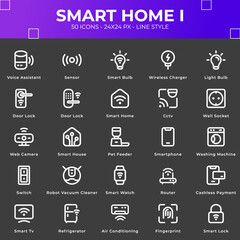 Smart home icon pack with line style