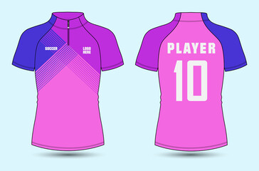 Men's short sleeve cycling jersey with short zip Vector Illustration template front and back view. Easy edit and customizable. Technical sketch mandarin Stand Up Collar Soccer mock up CAD.