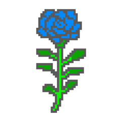 Fototapeta premium Illustration of Blue Roses in Pixel Art