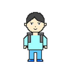 Pixel art elementary school boys