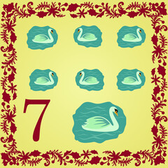 The 12 Days of Christmas 7th Day Seven Swans A Swimming