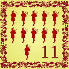 The 12 Days of Christmas 11th Day Eleven Pipers Piping
