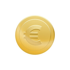 Obraz premium Gold euro coin isolated on white background. Vector illustration